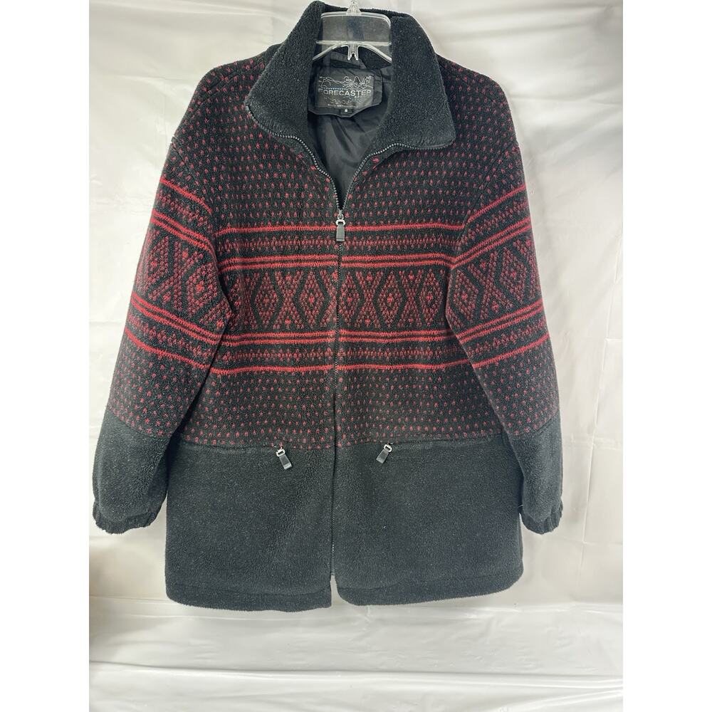 VINTAGE Forecaster Sport Maroon And Black Patterned Jacket XOXO Aztec Small
